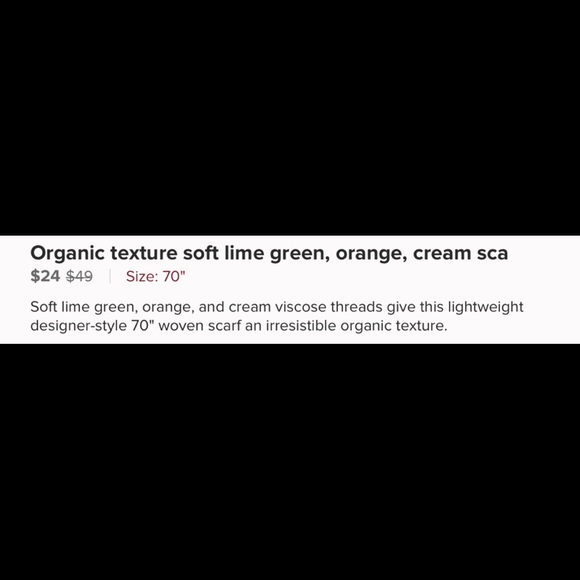 Organic soft lime green, orange and cream scarf. - Picture 2 of 2